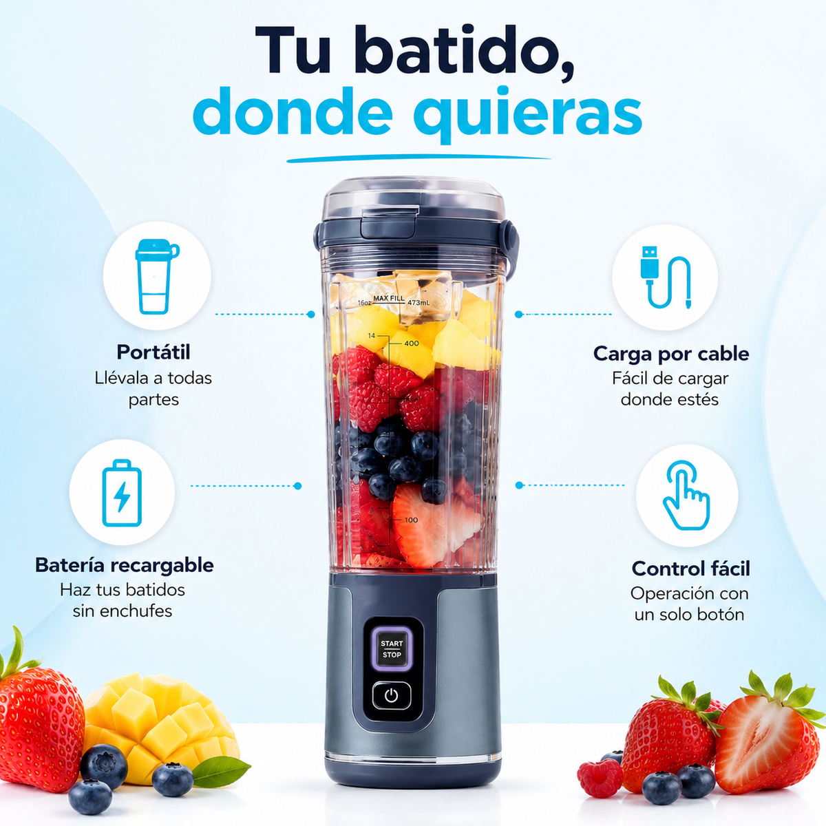 Prepara tus batidos donde quieras, sin cargar con una licuadora grande